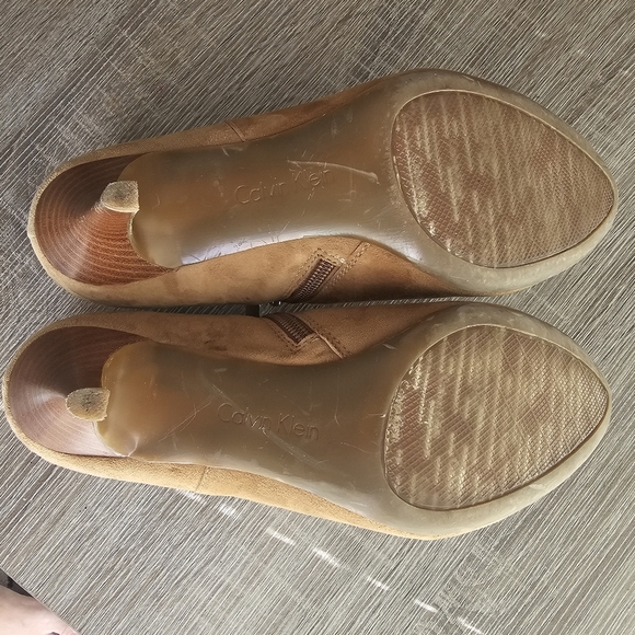 Calvin Klein Brown Suede Ankle Boots 8.5 M - Pointed Toe Booties Leather Chic - Picture 6 of 8